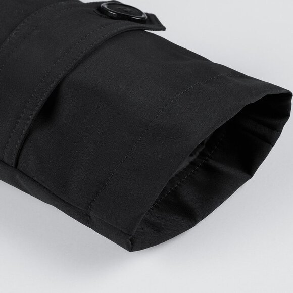 Black Preppy Mens Slant Pockets Button Up Trench Coat - Picture 6 of 7